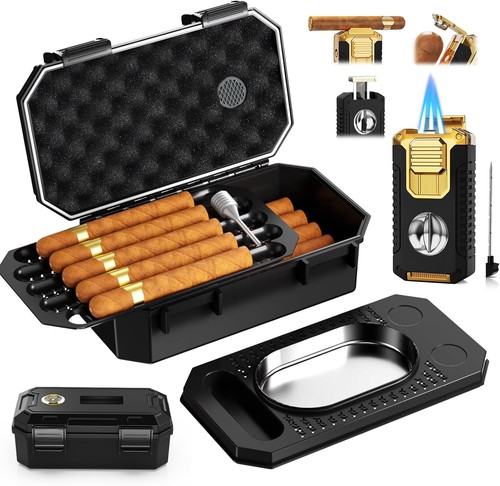 Travel cigar humidor case set - case,